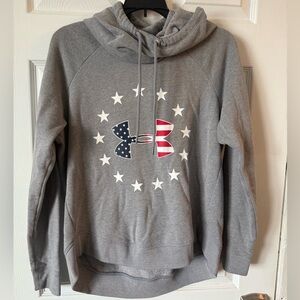 Under Armour Women’s Gray Hoodie with American Flag Logo. Size small